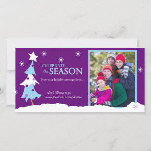 Modern Purple Xmas Christmas Photo Card 8x4