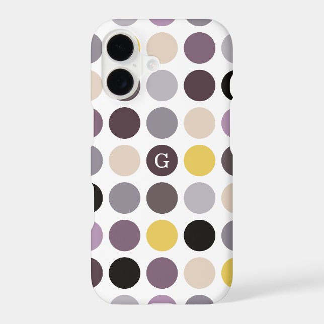 Modern purple yellow polka dots pattern monogram (Back)