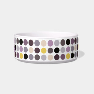Modern purple yellow polka dots pattern monogram bowl