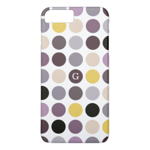 Modern purple yellow polka dots pattern monogram Case-Mate iPhone case