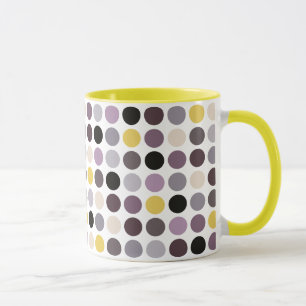 Modern purple yellow polka dots pattern monogram mug