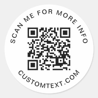 Modern QR code and custom text round Sticker