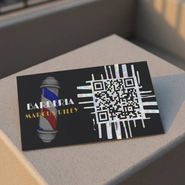 Modern QR Code Barber Customizable Card Design (QR Code Barber Customizable Card)