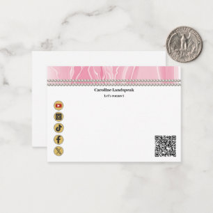 Modern QR Code Blush Pink Silk Pearls Social Media Card