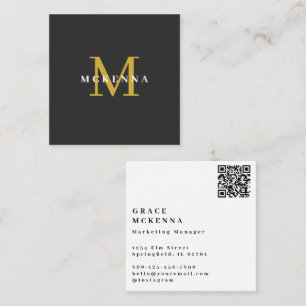 Modern QR Code Business Card Black and Gold