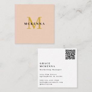 Modern QR Code Business Card Gold and Pink