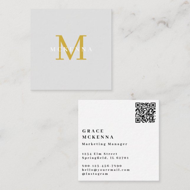 Modern QR Code Business Card Light Grey (Front/Back)