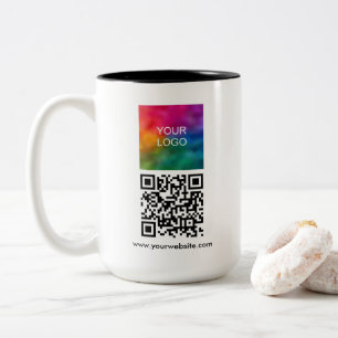 Modern QR Code Business Company Logo Template Two-Tone Coffee Mug