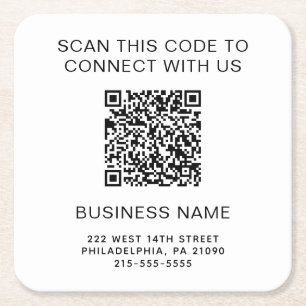 Modern QR Code Company Promotional Square Paper Coaster