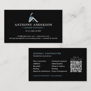 Modern QR Code Contractor/Construction Business Card