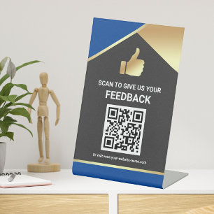 Modern QR Code Customer Feedback Table Sign