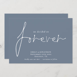 Modern QR Code Decided on Forever Dusty Blue Save The Date