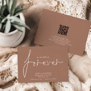 Modern QR Code Decided on Forever Soft Brown Save The Date