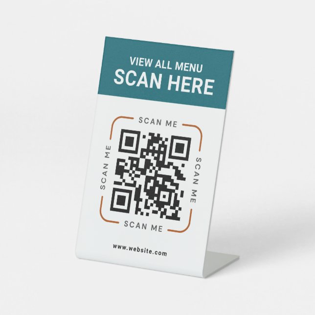 Modern QR Code  | Digital Menu Tabletop Sign (Front)