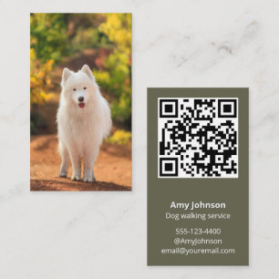 Modern QR Code Dog walking  Business Card