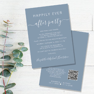 Modern QR Code Dusty Blue Wedding Reception Invitation