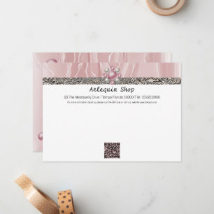Modern QR Code Dusty Rose Silk Foil Business Store Card