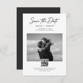 Modern QR Code Elegant Photo Wedding Save the Date