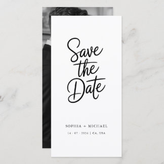 Modern QR Code Elegant Script Photo Wedding Save The Date