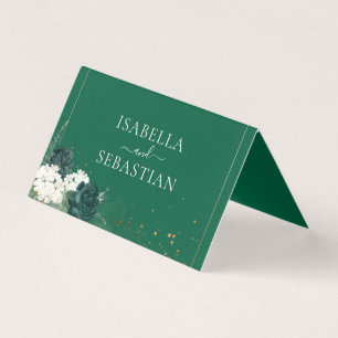 Modern QR Code Emerald Green Rose Wedding