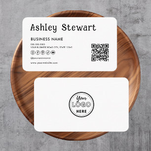Modern Qr Code Facebook Instagram Logo White Business Card