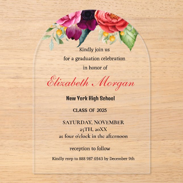 Modern QR Code Graduation 2025 Acrylic Invitations (Front)