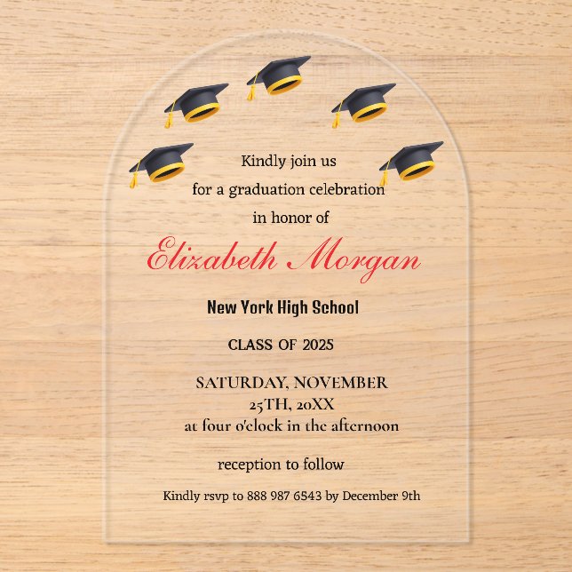 Modern QR Code Graduation 2025 Acrylic Invitations (Front)