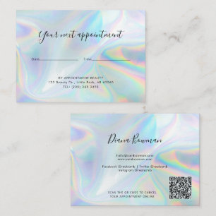 Modern QR Code Hair Salon Holographic Business Appointment Card