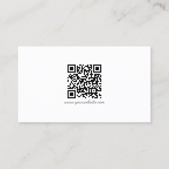 Modern QR Code Handwriting Script Sleek Business Card (Back)