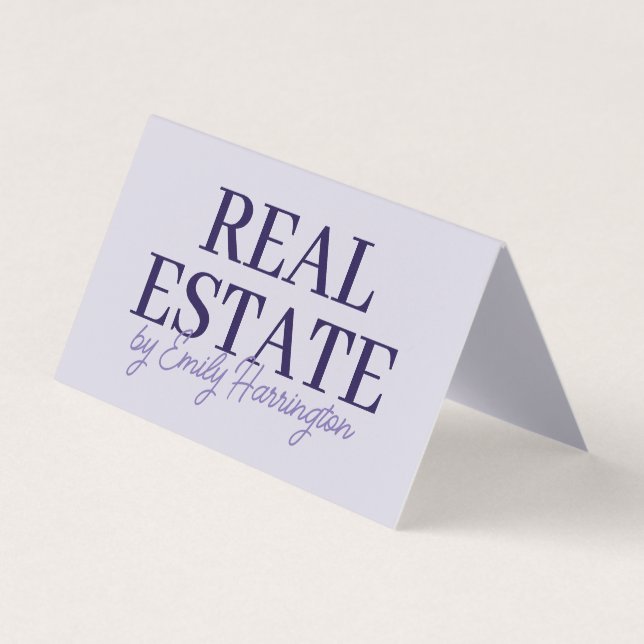 Modern QR Code Lavender Real Estate Agent Business Card (Front)