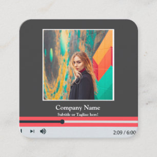 Modern QR Code Music Player Song Playlist Photo  Square Business Card