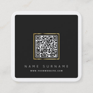 Modern QR code networking scannable logo simple Square Business Card