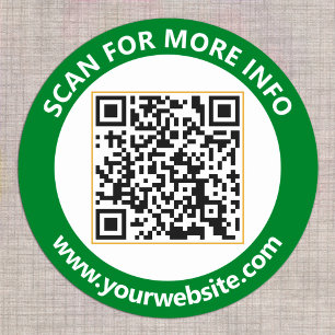 Modern QR Code personalized Text Forest Green Classic Round Sticker