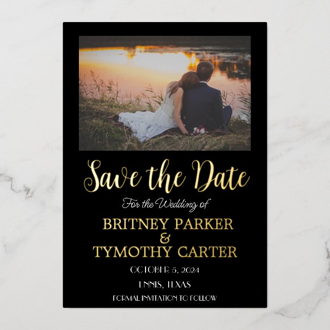 Modern QR Code Photo Calligraphy Black Wedding (Front)