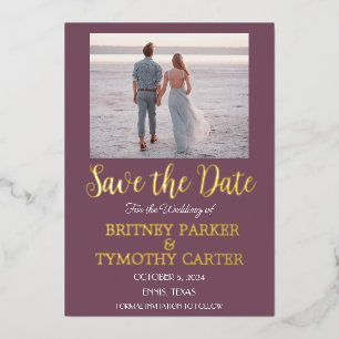 Modern QR Code Photo Lavender Purple Wedding  Foil