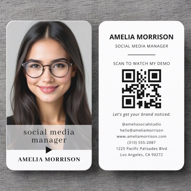 Modern QR Code Photo Minimalist Professional Business Card (Creator Uploaded)