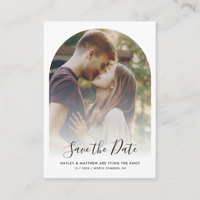 Modern QR Code Photo RSVP Wedding Save the Date Enclosure Card (Front)