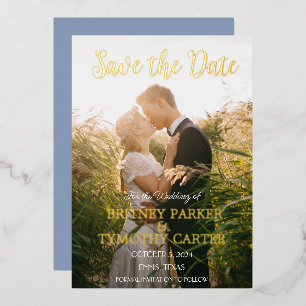 Modern QR Code Photo Script Dusty Blue Wedding Foi