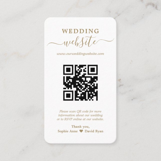 Modern QR Code Photo Wedding Website Business Card (Front)