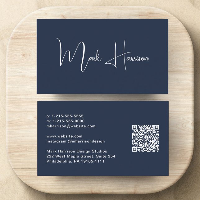 Modern QR Code Professional Blue Business Card (Creator Uploaded)