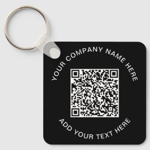 Modern QR Code Promotional Black Keychain