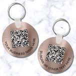 Modern QR Code Promotional Rose Gold Keychain<br><div class="desc">Modern and simple promotional keychain for your business or organization with a brushed rose gold faux metallic background. Add your QR code or logo and two lines of customized text,  such as your company name,  slogan,  thank you,  etc.</div>