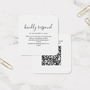 Modern QR Code RSVP Wedding Website Card