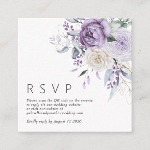 Modern QR Code Rust Terracotta Floral Wedding RSVP Enclosure Card