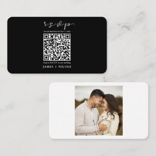 Modern QR Code Scannable Wedding R.S.V.P. Reply  Business Card