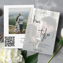 Modern QR CODE script names 2 photos wedding
