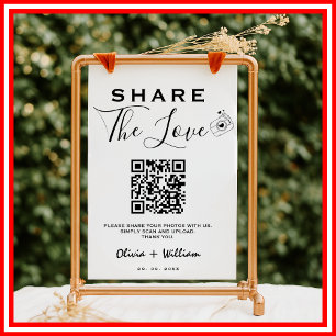 Modern QR Code   Share The Love Wedding Sign