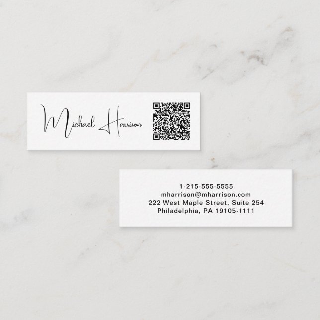 Modern QR Code Signature Script Professional Mini Business Card (Front/Back)