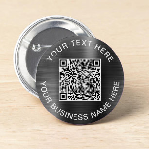 Modern QR Code Silver Promotional 2 Inch Round Button