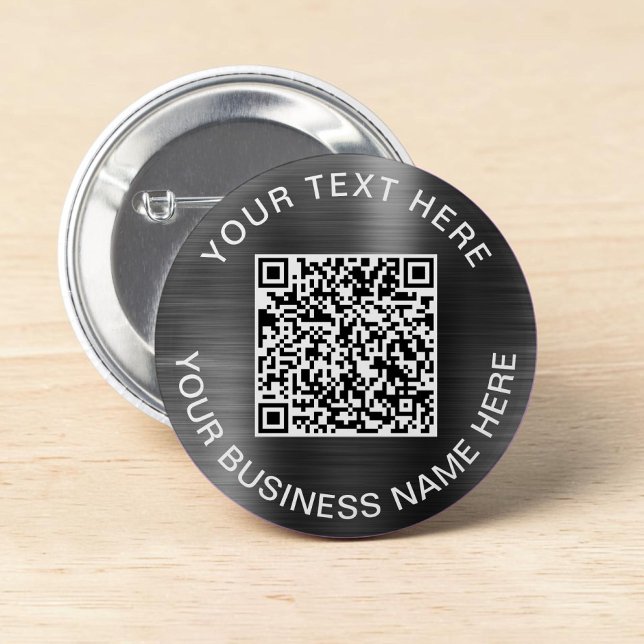 Modern QR Code Silver Promotional 2 Inch Round Button (Modern QR Code Silver Promotional Button)